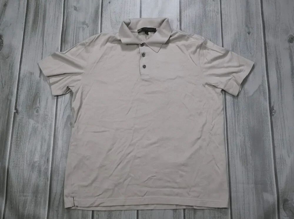 Robert Barakett Polo Short Sleeve Shirt Pima Cotton Blend Collared Beige Large